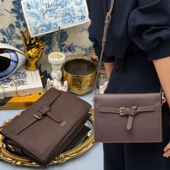 🆕 OROTON 🧿 NWOT Margot Crossbody, Brown Bear Pebble Leather - Picture 1 of 16